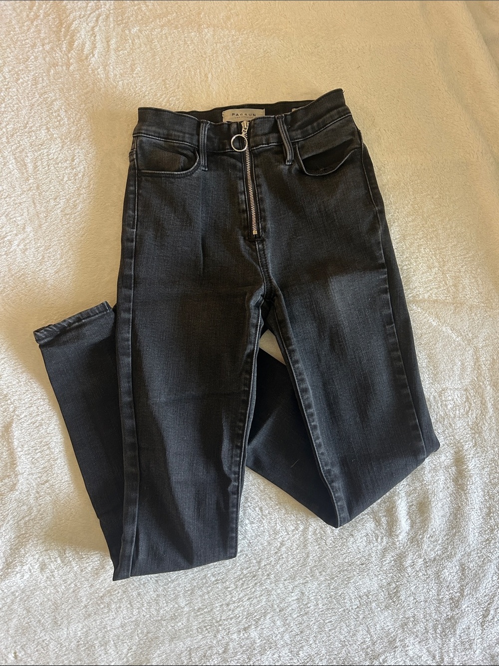 PacSun Black High-Rise Skinny Jeans with Front Ring Zip